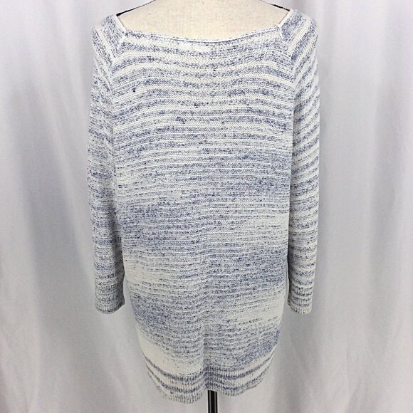 Gap Sweater Womens Size Large Blue White Marled Raglan 3/4 Sleeve - Picture 3 of 9